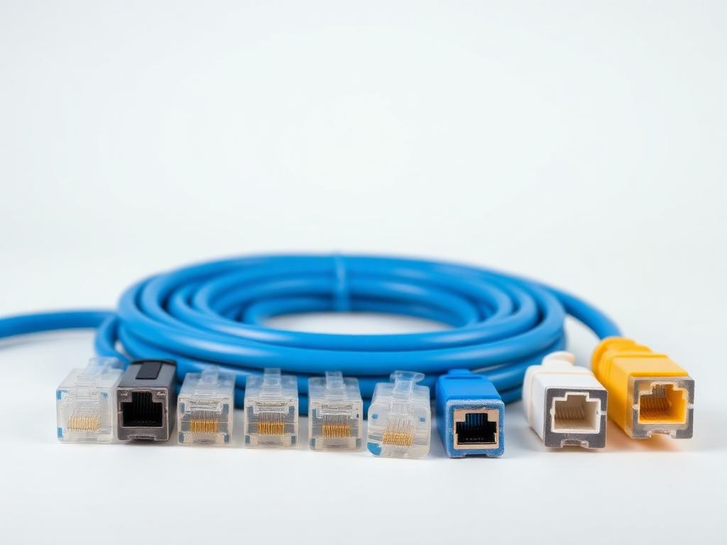 Assorted RJ connectors with ethernet cable