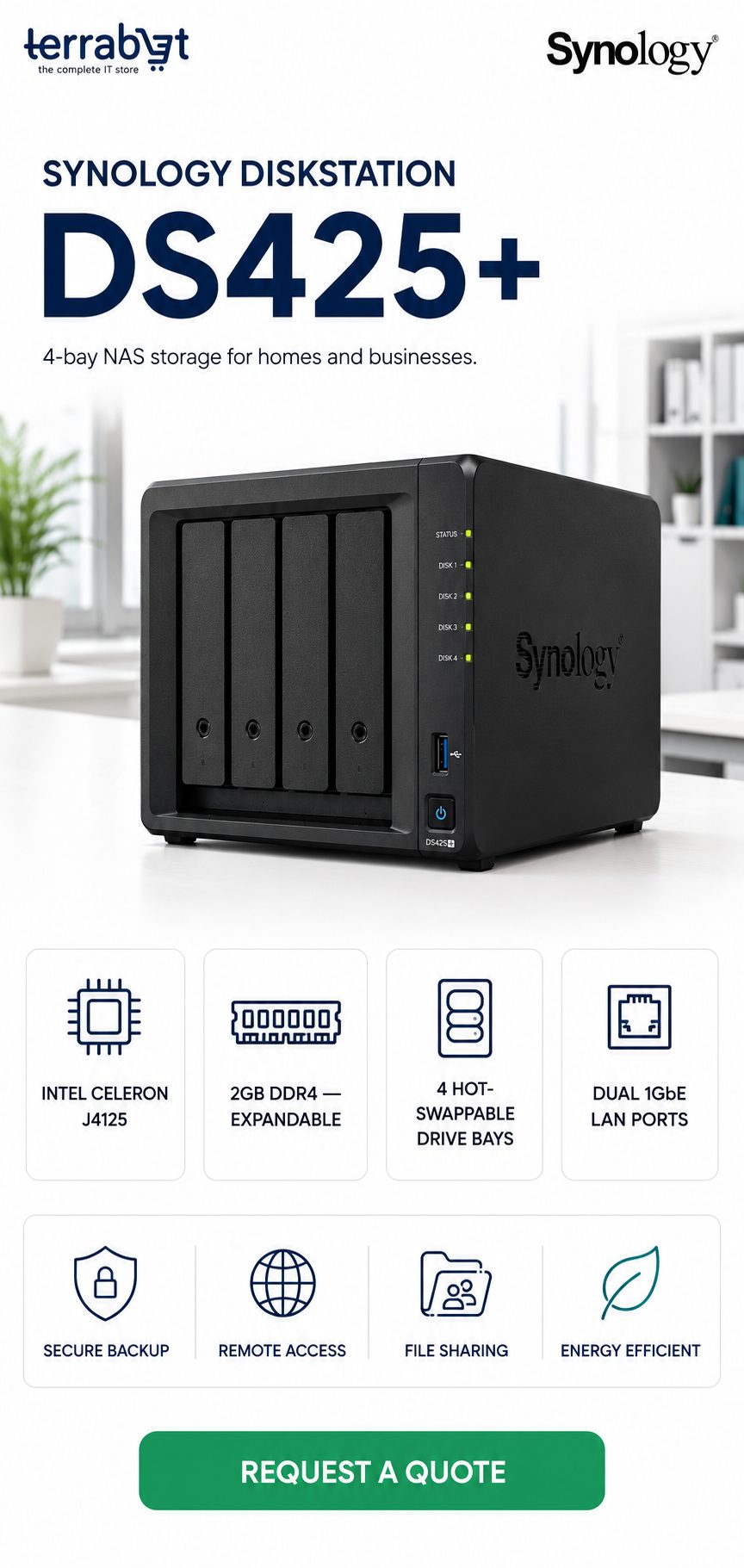 Synology DiskStation DS425+ 4-bay NAS
