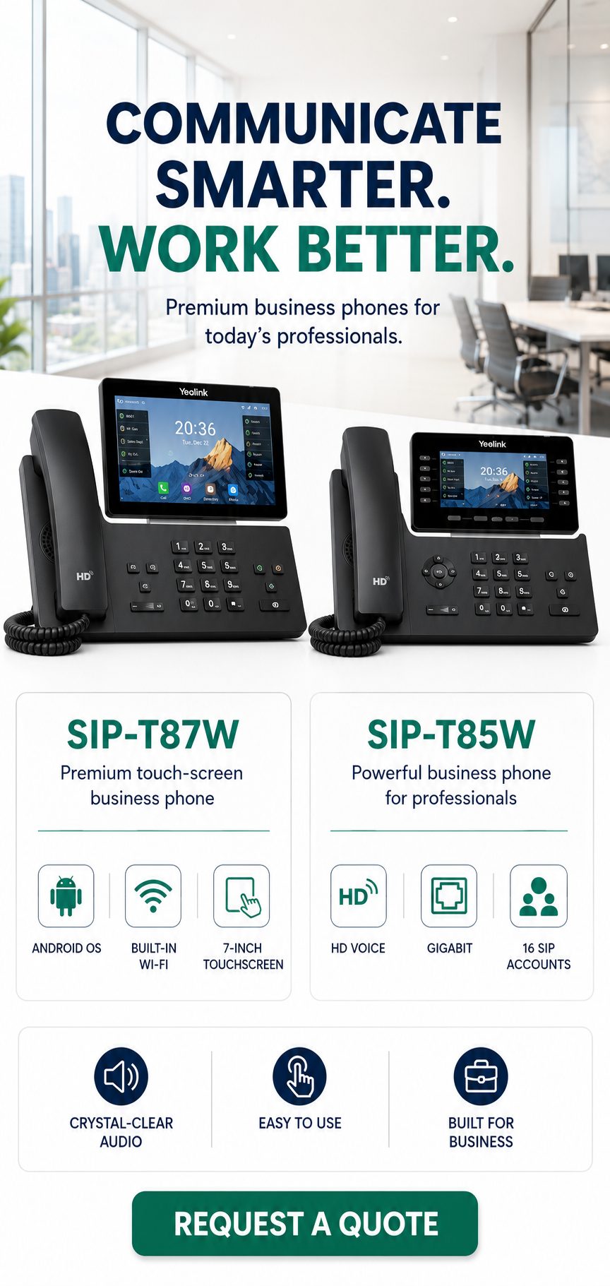 Yealink SIP-T87W and SIP-T85W business phones